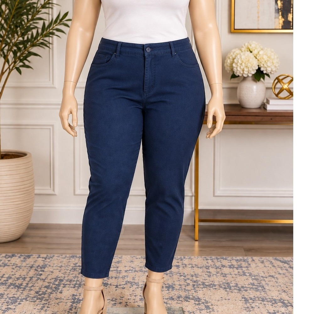 St. John's Bay Womens Pants Navy Blue Straight Leg Solid 24W